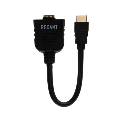 Переходник REXANT штекер HDMI - 2 гнезда HDMI с проводом, черный (10 шт./уп.) | код 17-6832 | REXANT