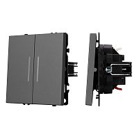 Механизм выключателя двухклавишный проходной LED SWT-NOBE-MKP2-SFPL-L-GR 230В 10А Arlight 054269