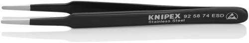 Пинцет ESD захватный прецизионный гладкие скруглённые губки 2 мм антистатический L-120 мм нержавеющая хромоникелевая сталь хромированный | код KN-925874ESD | KNIPEX Пинцет ESD захватный прецизионный гладкие скруглённые губки 2 мм антистатический L-120 мм нержавеющая хромоникелевая сталь хромированный | код KN-925874ESD | KNIPEX