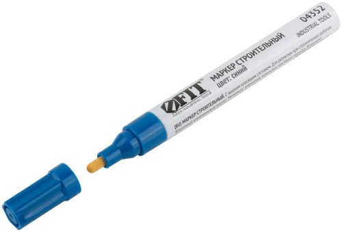 Маркер строительный с жидким красящим составом, алюминиевый корпус, синий | код 4352 | FIT фото 4