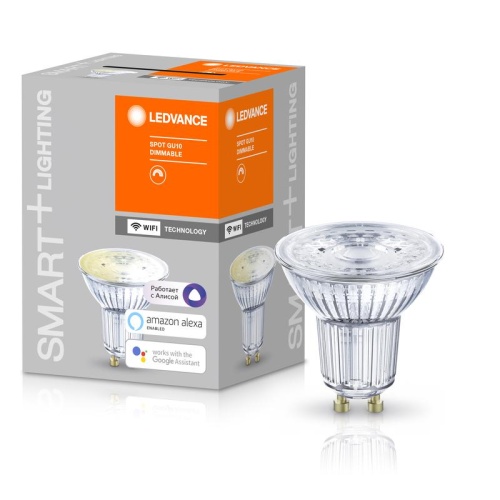 Лампа светодиодная SMART+ WiFi SPOT GU10 Dimmable 40 45град. 5Вт/2700К GU10 | код 4058075485655 | LEDVANCE