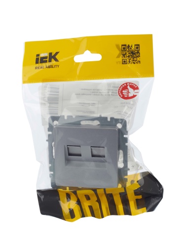 BRITE Розетка двойная RJ11+RJ45 кат.5E РК/Т12-БрА алюминий | код BR-KT20-O-1-K47 | IEK фото 7