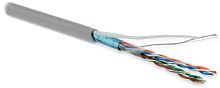 Кабель витая пара экранированная F/UTP категория 5e 4 пары (26 AWG) многожильный (patch) экран - фольга LSZH нг(С)-HF серый, Hyperline FUTP4-C5E-P26-IN-LSZH-GY-100 (100 м) | код 243623 | Hyperline