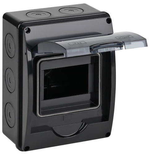 Щиток распределительный навесной на 5 модулей с дверцей черный IP66 (ЩРн-П-5) | код 69005Ч | Ruvinil