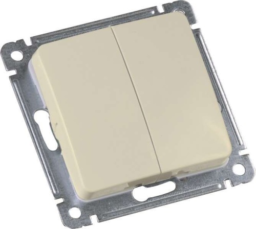 MASTER Выключатель двухклавишный скрытой установки, в рамку, слоновая кость | код ВС10-451-01 | HEGEL