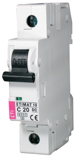 Автоматический выключатель ETIMAT 10 DC 1p C 20A (6 kA) | код 002137717 | ETI