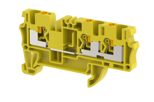 Клемма проходная PUSH-IN 4 мм2, на 3 подключения, желтая PQ4-1x2-YELLOW | код 3103050004 | Elmex