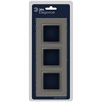 Рамка для розеток и выключателей Elegance 14-5203-16 на 3 поста, металл, титан | код Б0065844 | ЭРА