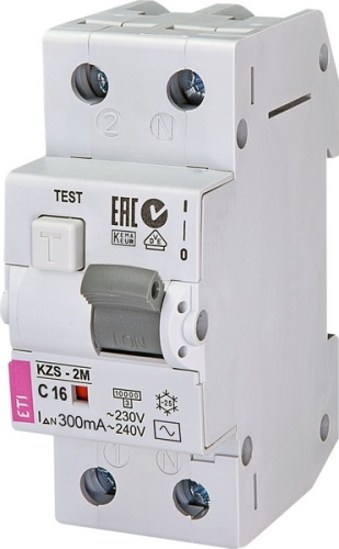 Диффер. автоматический выключатель KZS-2M C 16/0,3 тип AC (10kA) | код 002173324 | ETI