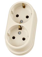 Розетка двойная 2П+3 открытой установки IP20 16А сл. кость Ретро TDM | код SQ1806-0532 | TDM