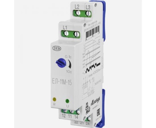 Реле контроля трехфазного напряжения ЕЛ-11М-15 AC400В УХЛ2 спец. с задержкой срабатывания 0.1...10с ток контактов исполнительного реле 8А 2п Меандр A8302-16934348