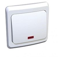 Переключатель 1-кл. СП Этюд 10А IP20 с подсветкой бел. | код. BC10-007B | Schneider Electric