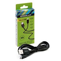 Кабель USB-Micro USB 3А 1.2м зарядка + передача данных черн. (коробка) ERGOLUX | код 15093 | Ergolux