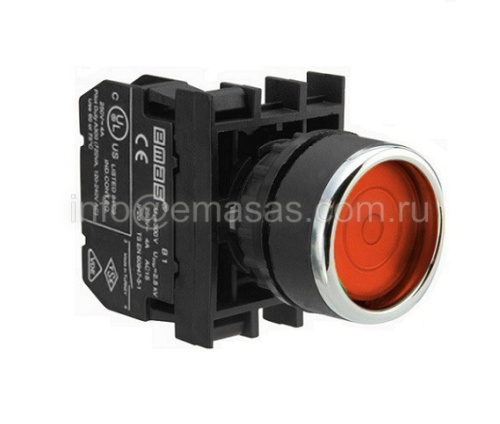 Кнопка с фиксацией красная B100FК (1НО) | код B100FK | EMAS