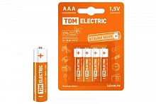 Элементы питания LR03 AAA Alkaline 1,5V BP-4 TDM | код SQ1702-0006 | TDM