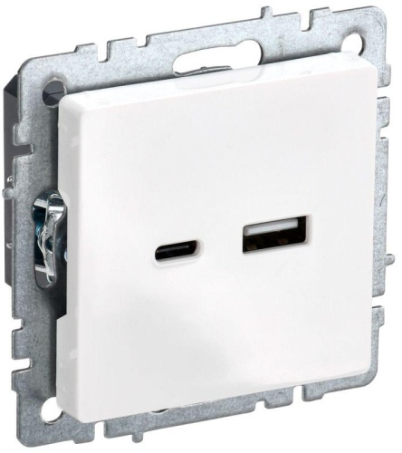 Розетка BRITE USB A+C 18Вт РЮ11-1-БрБ бел. | код. BR-U22-018-K01 | IEK