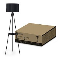 Светильник напольный под лампу ТНО 04ПВ-Е27-BB 230В полка, черный абажур, черная тренога IN HOME | код 4690612060248 | IN HOME