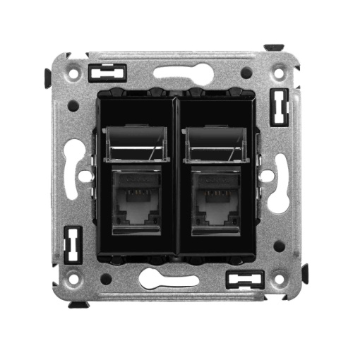 Компьютерная розетка RJ-45 в стену, кат.6А двойная, Avanti, Черный квадрат | код 4402374 | DKC