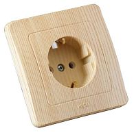 Розетка скрытая с заземлением сосна | код РС16-311-02 | HEGEL