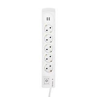 Фильтр сетевой 5 гнезд, 3м, 3х1,5мм?, с автовыкл, 2 USB, белый KRANZ | код 13-4700 | KRANZ