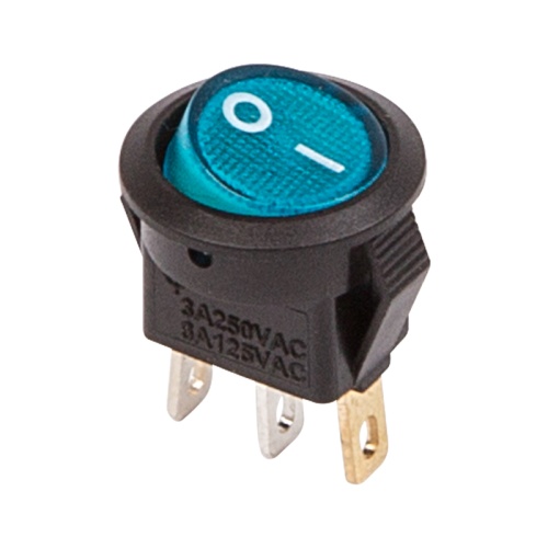 Выключатель клавишный круглый 250V 3А (3с) ON-OFF синий с подсветкой Micro REXANT | код 36-2531 | REXANT