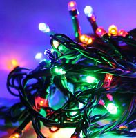 Гирлянда светодиодная 50LED провод 6.5м 8 режимов мигания | код KOC_GIR50LED_RGB | КОСМОС