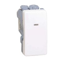 Кнопка клавишная с индикацией узкая, 10А 250В, S27, белый | код 27669-64 | Simon