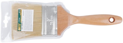 Кисть флейцевая "профи" натур. светлая щетина деревянная ручка 3дюйм (75мм) FIT 01117 фото 3
