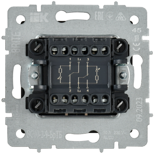 BRITE Выключ. 2-кл. с инд. отел. 10А ВС10-2-9-БрТБ бр. IEK | код BR-V20-2-10-K45 | IEK фото 3