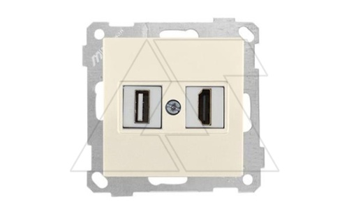 21 - Розетка HDMI + USB Type A, для передачи данных, сл.кость | код 2100-459-0102 | Mutlusan