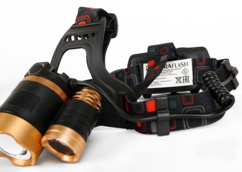 Фонарь аккумуляторный налобный E1333 3LED 4Вт аккум. 3.7В фокус 4 режима метал. зол./черн. Ultraflash 13903 фото 6