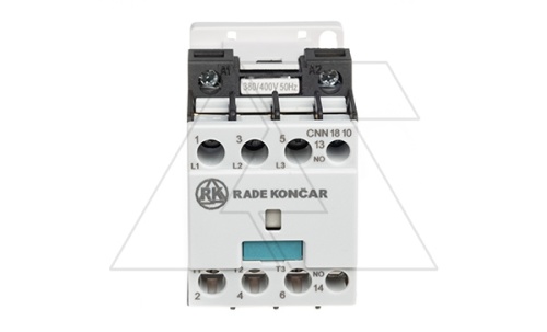 Контактор CNN 18 10 380/400V 50Hz, 3P, 18A/(30A по AC-1), 7.5kW(400VAC), 380/400VAC, 1NO | код EAC605024 | Rade Koncar