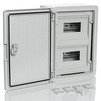 PP3102 Модульный пластиковый шкаф, IP65, УХЛ1., 250х350х150 на 18 модулей (9х2) Непр. Двр. | код PP3102 | Plastim