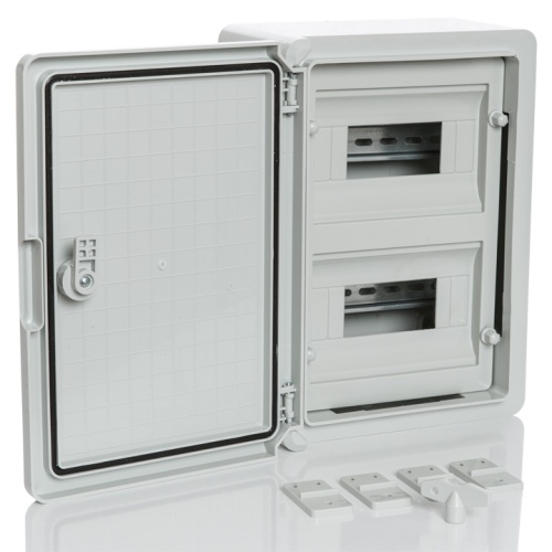 PP3102 Модульный пластиковый шкаф, IP65, УХЛ1., 250х350х150 на 18 модулей (9х2) Непр. Двр. | код PP3102 | Plastim