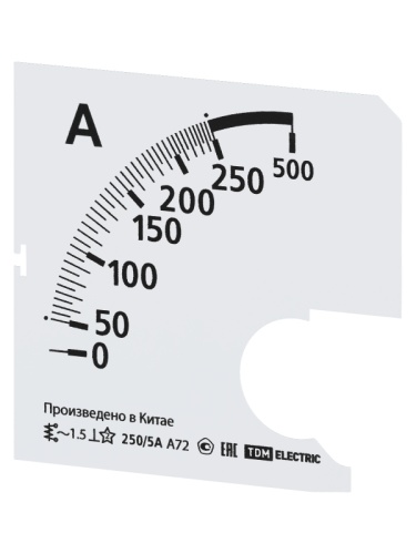 Шкала Ш72 250/5А-1,5 (для А72 Х/5А) TDM | код SQ1102-2058 | TDM