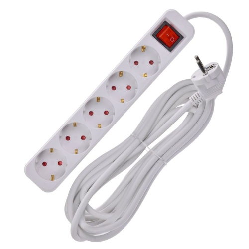 UMA Удлинитель У05К 5 мест 2P+PE 5м 3х1,5мм2 16А белый IEK | код UM-YP10-16-05-05-ZK-K01 | IEK
