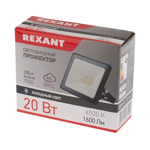 Прожектор светодиодный 20Вт 200-260В IP65 1600лм 6500К хол. бел. Rexant 605-002 фото 2