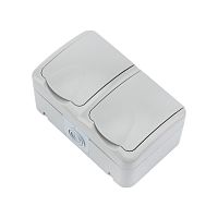 Блок горизонтальный 2 розетки Mini OG IP54 с заземлением, о/у, серый KRANZ | код KR-78-0806 | KRANZ