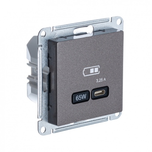 ATLASDESIGN USB РОЗЕТКА тип-С 65Вт высокоскор.заряд. QC, PD, механизм, МОККО | код ATN000627 | Systeme Electric