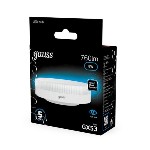 Лампа светодиодная Black 8Вт таблетка 6500К холод. бел. GX53 760лм | код 108008308 | Gauss фото 4 Лампа светодиодная Black 8Вт таблетка 6500К холод. бел. GX53 760лм | код 108008308 | Gauss фото 4