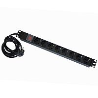 Блок распределения питания 19 16А, 8 розеток Schuko, шнур 2м | код 05-0419 | SUPRLAN
