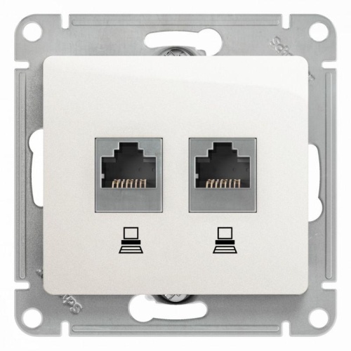 Розетка компьютерная 2-м Glossa RJ45 кат.5E механизм перламутр. | код GSL000685KK | Schneider Electric