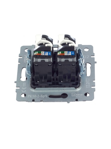 BRITE Розетка компьютерная двойная RJ45 кат.5E РК10-2-БрЧ черный | код BR-K20-1-K02 | IEK фото 8