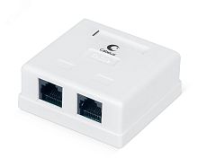 Розетка компьютерная RJ-45, категория 5e, двойная, внешняя, Dual IDC | код WS-8P8C-Cat.5e-2 | Cabeus