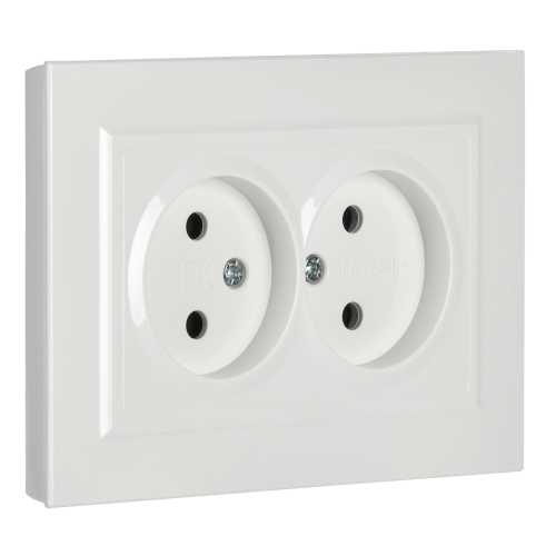 BRITE Розетка 2-местная без заземления без защитных шторок 10А в сборе РС12-2-БрБ белый | код BR-R20-10-K01-F | IEK фото 7
