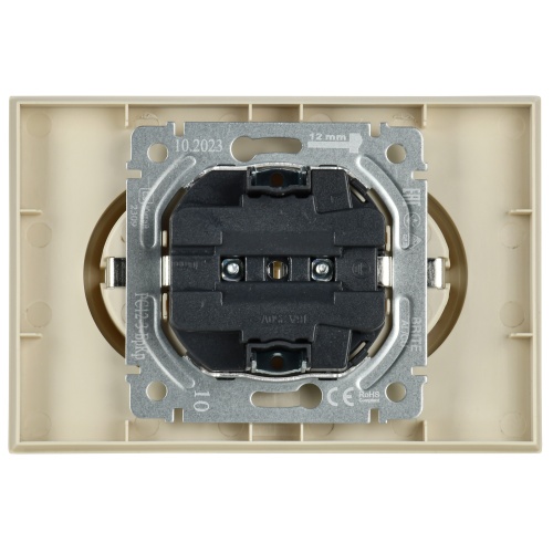 BRITE Розетка 2-местная с заземлением без защитных шторок 16А в сборе РС12-3-БрКр бежевый | код BR-R21-16-K10-F | IEK фото 4