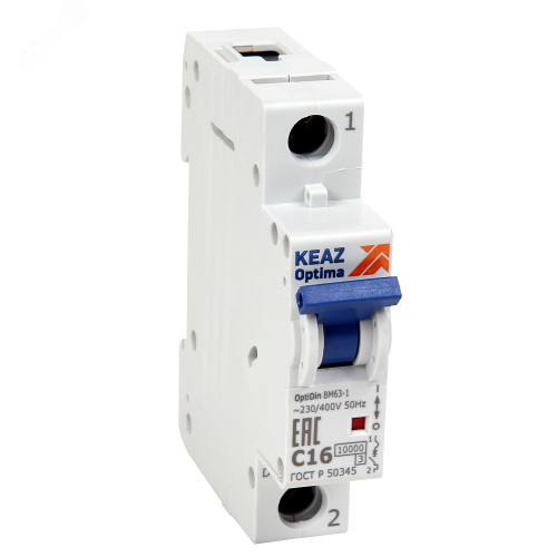 Выключатель автоматический однополюсный 4А C 10кА AC OptiDin BM63-1C4-10-УХЛ3 | код 249274 | КЭАЗ