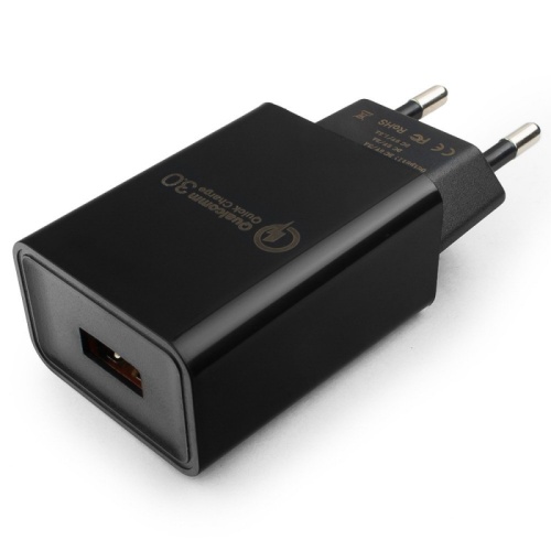 Адаптер питания Cablexpert MP3A-PC-17, QC 3.0, 100/220V - 1 USB порт 5/9/12V, черный | код MP3A-PC-17 | Cablexpert