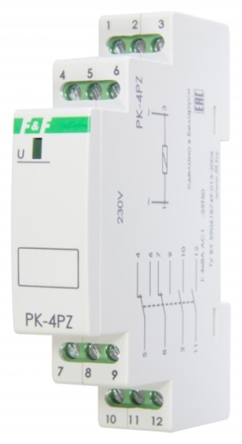 РЕЛЕ ПРОМЕЖУТОЧНЫЕ (ЭЛЕКТРОМАГНИТНЫЕ) PK-4PZ/110 110В АС, 8 А, 2 переключающих, 2 замыкающих, 1 модуль, монтаж на DIN-рейку 110 В АС 4х8 А 4х8 А 2NO/NC+2NO IP20 | код EA06.001.015 | ЕВРОАВТОМАТИКА ФиФ