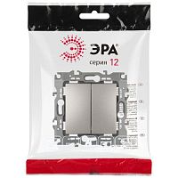 Переключатель Серия 12 12-1106-16 двойной, 10АХ-250В, титан | код Б0065695 | ЭРА